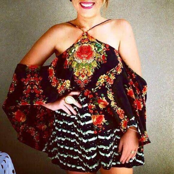 Camilla‎ Lift the Veil Flounce Halterneck Layered Playsuit Romper Size 1 b57 - Picture 16 of 16